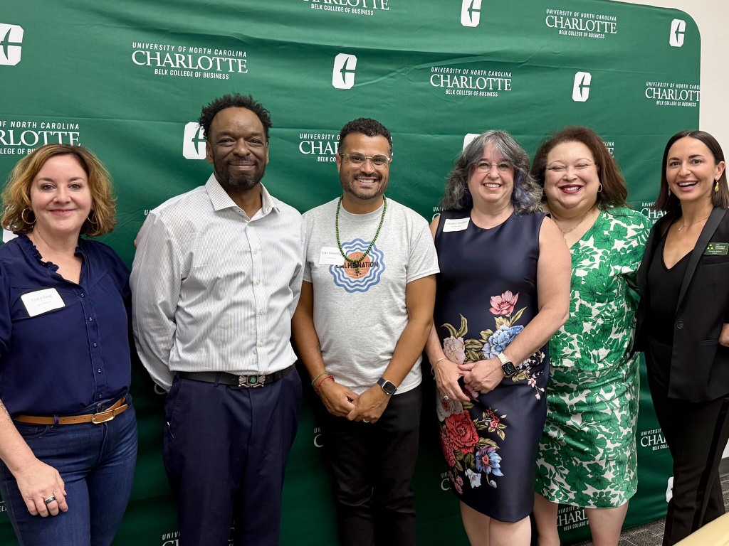 Tyler GreenPope with fellow panelists at a university speaking event
